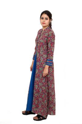 Maroon printed rayon kurtas-and-kurtis 3