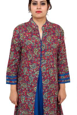Maroon printed rayon kurtas-and-kurtis 4