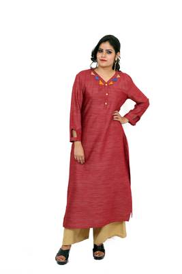 Red printed rayon kurtas-and-kurtis 1