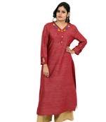 Red printed rayon kurtas-and-kurtis