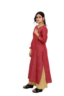 Red printed rayon kurtas-and-kurtis 3