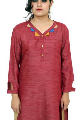 Red printed rayon kurtas-and-kurtis 4