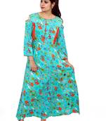 Green printed rayon kurtas-and-kurtis