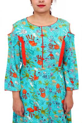 Green printed rayon kurtas-and-kurtis 4