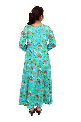 Green printed rayon kurtas-and-kurtis 5