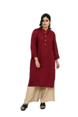Maroon printed rayon kurtas-and-kurtis 1