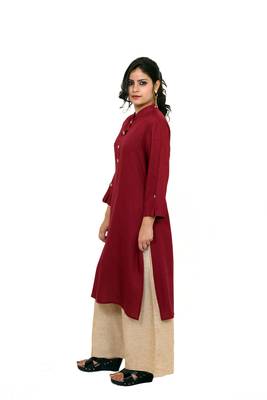 Maroon printed rayon kurtas-and-kurtis 2