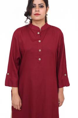Maroon printed rayon kurtas-and-kurtis 4
