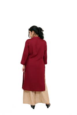 Maroon printed rayon kurtas-and-kurtis 5