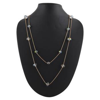 White Color Crystal Multi Line Necklace for Women & Girls 1