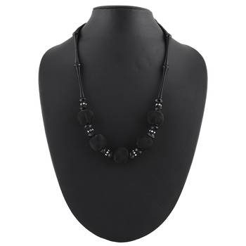 Metallic  Black Necklace & Earrings Set For Women & Girls 2