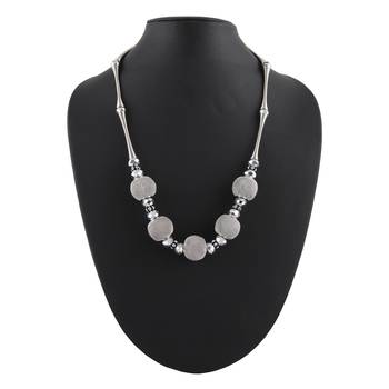 Metallic Silver Necklace & Earrings Set For Women & Girls 2