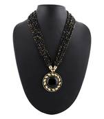 Oath Mars Black Colored Multi Strand Beads & Pendal Necklace For Women & Girls
