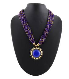 Oath Mars Blue Colored Multi Strand Beads & Pendal Necklace For Women & Girls