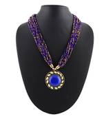 Oath Mars Blue Colored Multi Strand Beads & Pendal Necklace For Women & Girls