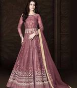 lavender  embroidered net anarakali