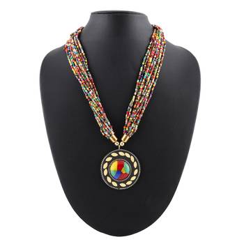 Oath Mars Multi Colored Multi Strand Beads & Pendal Necklace For Women & Girls 1