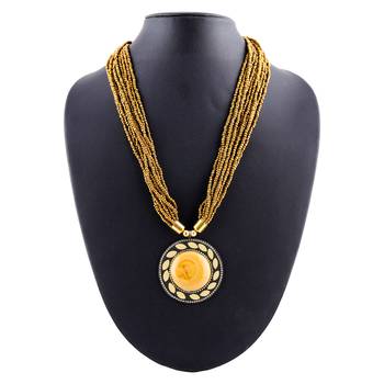 Oath Mars yellow Colored Multi Strand Beads & Pendal Necklace For Women & Girls 1