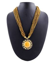 Oath Mars yellow Colored Multi Strand Beads & Pendal Necklace For Women & Girls