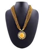 Oath Mars yellow Colored Multi Strand Beads & Pendal Necklace For Women & Girls