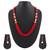 Pearl, Buiscuits & Beads Red Colored Multi Strand Necklace & Earrings Set For Women & Girls