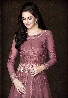 Lavender  embroidered net anarkali 2
