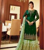 Dark-green embroidered faux georgette salwar