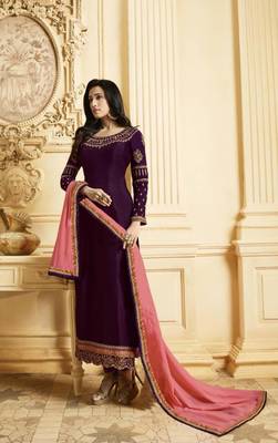 Purple embroidered silk salwar 1