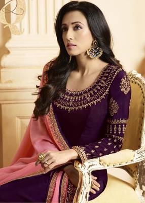 Purple embroidered silk salwar 2