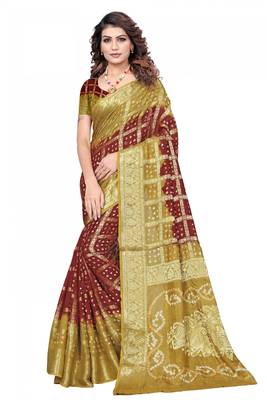 Multicolor hand woven art silk saree with blouse 1