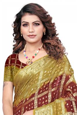 Multicolor hand woven art silk saree with blouse 2