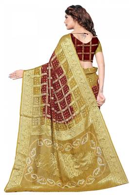Multicolor hand woven art silk saree with blouse 4