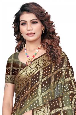 Multicolor hand woven art silk saree with blouse 2