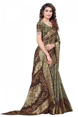 Multicolor hand woven art silk saree with blouse 3