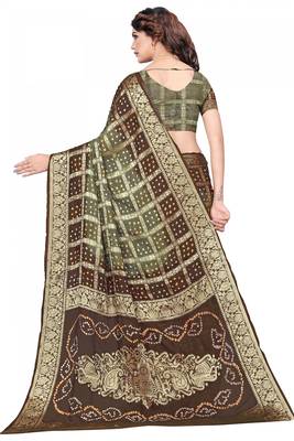 Multicolor hand woven art silk saree with blouse 4