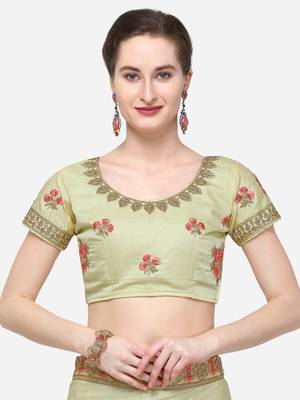 Yellow Embroidered Silk Semi Stitched Lehenga 3