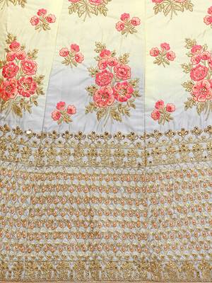 Yellow Embroidered Silk Semi Stitched Lehenga 4