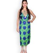 Green & Blue Marble Bandhej Kota Silk Kurta With Gota Patti