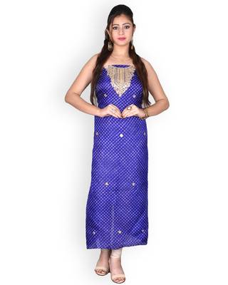 Purple Leheriya Kota Silk Kurta With Gota Patti 1