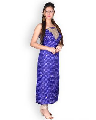 Purple Leheriya Kota Silk Kurta With Gota Patti 2