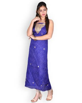 Purple Leheriya Kota Silk Kurta With Gota Patti 3