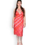 Orange & White Leheriya Kota Silk Kurta With Gota Patti