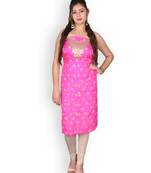 Majenta Marble Bandhej Kota Silk Kurta With Gota Patti