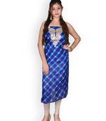 Blue & White Leheriya Kota Silk Kurta With Gota Patti