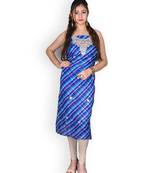 Blue & White Leheriya Kota Silk Kurta With Gota Patti