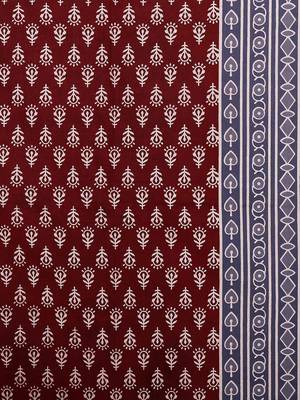 Printed Maroon Cotton King Size Double Bed Sheet with 2 Pillow Cover 3