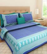Printed Blue  King Size Double Bed Sheet with 2 Pillow Cover