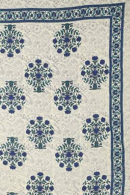 Printed Blue Cotton King Size Double Bed Sheet with 2 Pillow Cover 2