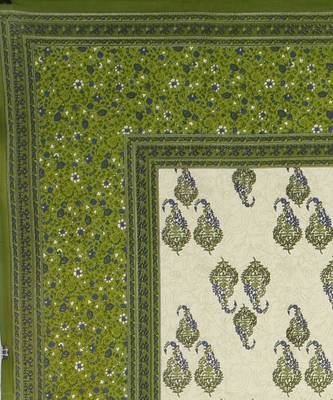 Printed Green Cotton King Size Double Bed Sheet with 2 Pillow Cover 2