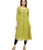 Teal-green plain cotton cotton-kurtis